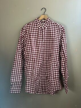 Men’s J.Crew Red Gingham Button Down - Medium Tall
